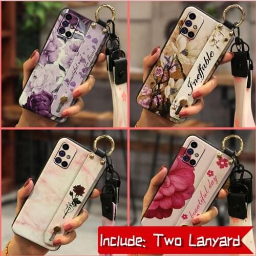 Silicone Durable Phone Case For Samsung Galaxy M31S/SM-M317F/M315F Wrist Strap For Girls Shockproof