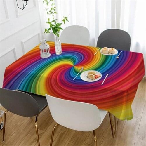 Tablecloth Rectangular Rainbow Printed Party Dining Table Cover Mat Clothes Anti-Scalding Anti-Oil Home Decor
