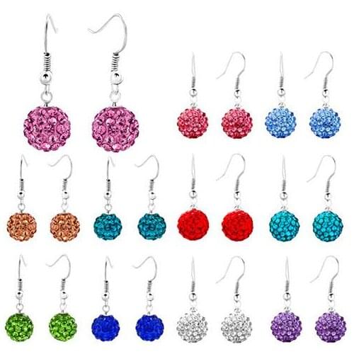 Mixed White 10MM en Micro Pave Disco Ball Earrings Woen drop Jewelry Rhinestone lot h354s crystal crystal