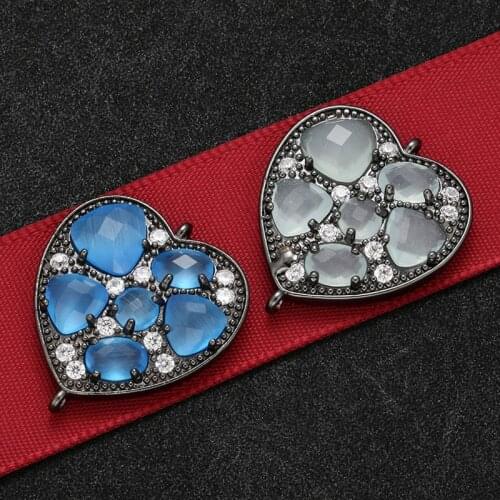 ZHUKOU 23x26mm High quality crystal Heart connector for handmade DIY necklace earrings jewelry accessories Findings model: VS392