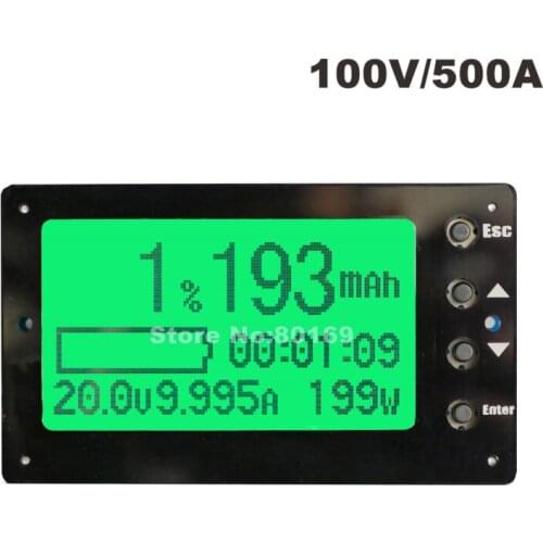 TF03 Large Screen 100V 500A Coulometer Battery Tester Remaining Capacity Coulomb Meter Indicator Display