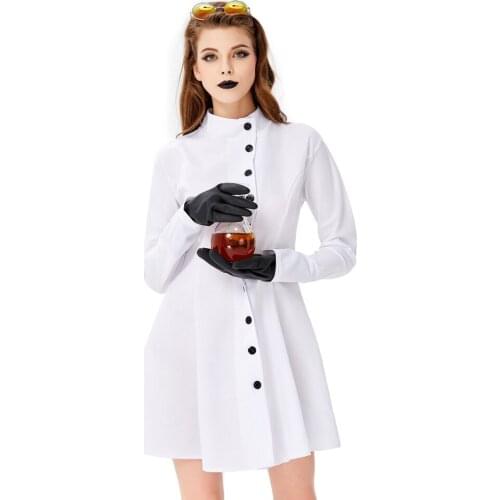 Adult White Lab Coat Women man Doctors Scientist Nurse Uniform Dress Costume Medical Clothing Halloween cosplay costume
