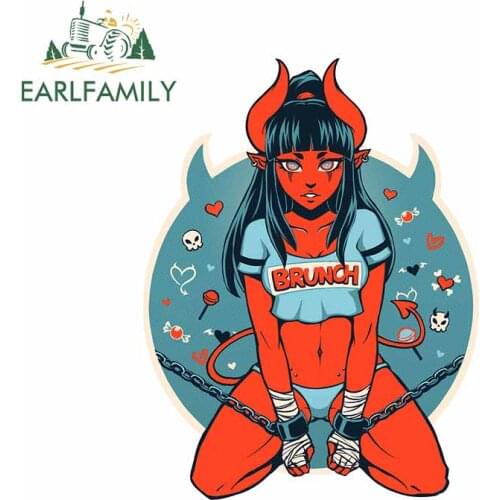 EARLFAMILY 13cm x 9.8cm for Demon Girl Scratch-Proof Car Stickers Air Conditioner Decal Waterproof Vinyl Material Decoration