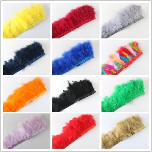 10 Yard 10-15cm Fluffy Turkey Feather Ribbon Dyed Colorful Marabou Feather Trims For Wedding Jewelry Decoration Accessories