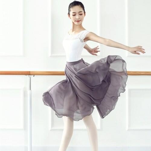 Women Skirt Adult Dance Skirt Chiffon Ballet Skirt Tie Up Lyrical Contemporary Dance Dress Costumes Ballerina Dancewar Tutu
