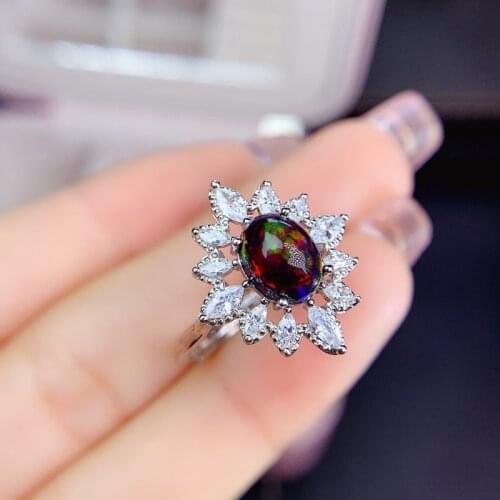 Hot Sale Style Natural Opal Ring 925 Silver Womens Ring Simple, Small, Shiny and Cute