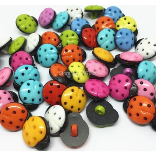 1000pcs Mixed Colors Ladybug Plastic Shank Buttons Sewing Button Notions Accessories DIY Crafts Appliques