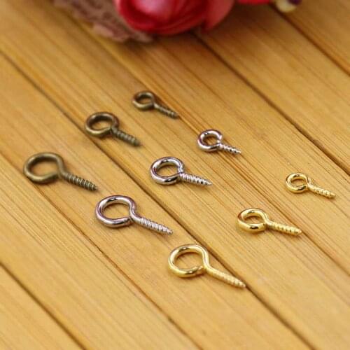 200 pieces/pack) 4*8mm 5*12mm 6*13mm Screw Eye Pin for Jewelry Hook Clasps For Pendant Top Half Drilled Beads Findings