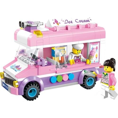 213Pcs 1112 Mobile Ice Cream Truck Girl Benefit Intelligence Small Particles Assembling Toy Assembling Building Block ModelGifts