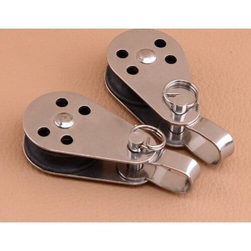 2pcs Stainless Steel Nylon 25mm Sheave Pulley Blocks W Removable Pin & Bracket for Marine Kayak Canoe Anchor Trolley System Boat