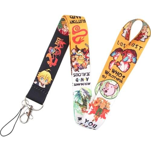 Japan Anime The Seven Deadly Sins Lanyards Keychain Meliodas Elizabeth Hawk Ban Cartoon Figures DIY Hang Rope Phone Neck Straps