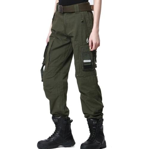 Military Women Tactical Pants Cotton Side Pocket Knee Length Army Green Black Military Urban Clothes Women Overalls Cargo Pant