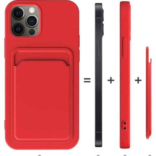 Luxury Card Holder Case for iPhone 12 11 Pro Max XS XR 7 8 Plus 6S Soft Silicone Camera Protection with Credit Card Slot Covers