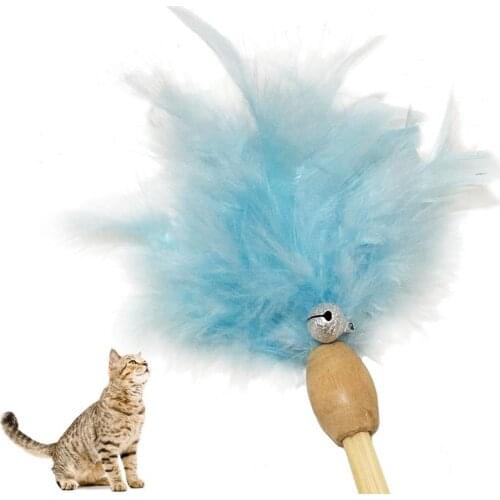 Cat Interactive Toy Stick Kitten Wand Faux Feather Interactive Cat Teaser Toy Cat Toy Wand With Bell Colorful Pet Supplies