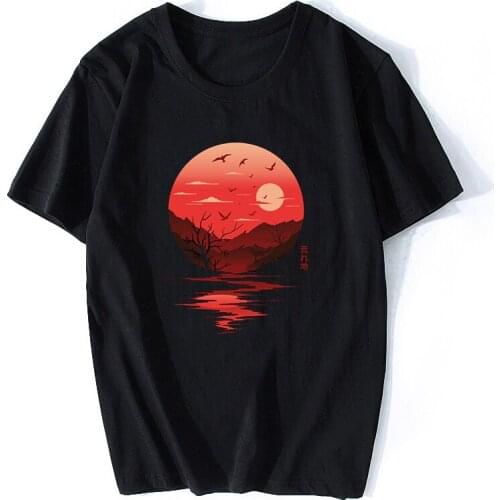 Wilderness Black T Shirt Men Print Casual Cotton Streetwear Harajuku T-Shirt Camiseta Masculina Tee Shirt Homme Summer Tops