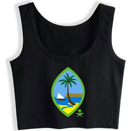 Crop Top Female GUAM RUN 671 Green USA Seal Summer Inscriptions Custom Tank Top Women