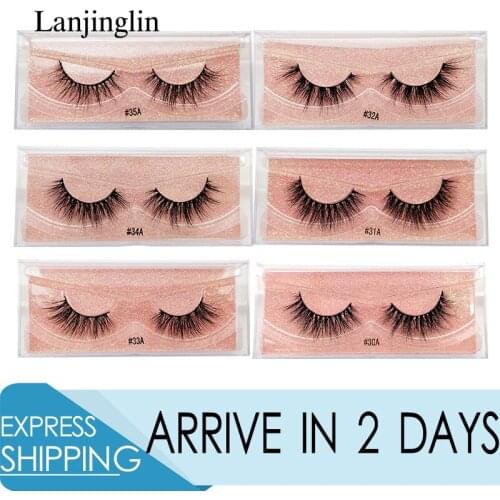 LANJINGLIN 100% Real Mink Lashes Natural False Eyelashes Thick Mink Eyelashes Makeup Lashes Eyelash Extension maquiagem