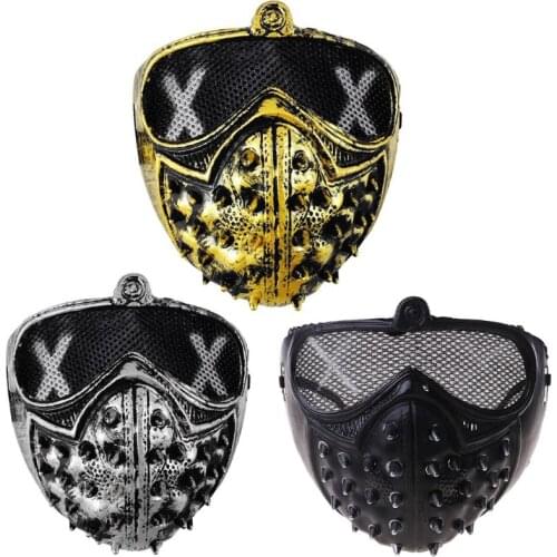 Halloween Punk Devil Anime Half Mask Plastic Rivets Metallic Color Ghost Masquerade Death Cosplay Costume Party Props M10 21