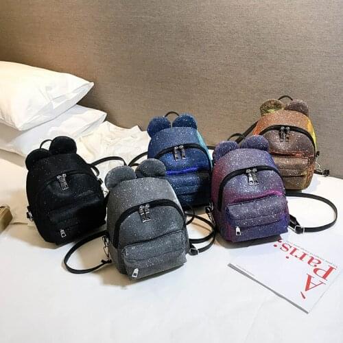 Disney cartoon new Mickey sequin fashion student school bag multi-function bag girl shoulder messenger travel shopping bag