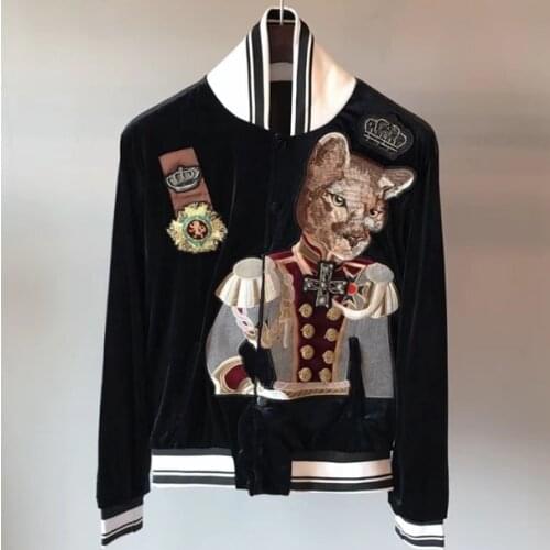 2020 20ss new fashion brand bomber jacket long sleeve famous velvet clothing crown baseball jacket fox embroidery for men