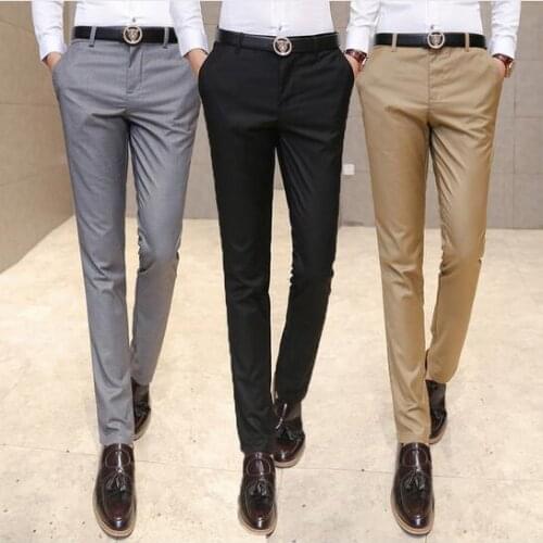 Mens suit trousers /Male high-grade pure color slim Fit business Suit pants/Male high-end leisure thin leg pants Fashionable