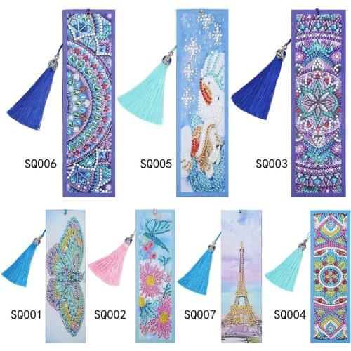 5D Floral DIY Diamond Painting Leather Bookmark Tassel Bookmarks Special Shaped Diamond Embroidery DIY Wedding Gifts Craft