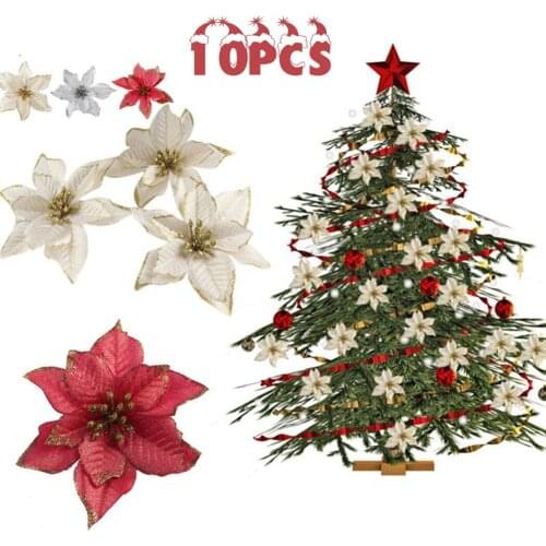 10Pcs 3 Layer Christmas Tree Decoration Set Christmas Flower Christmas Ball Christmas Tree Pendant Christmas Holiday Decorations