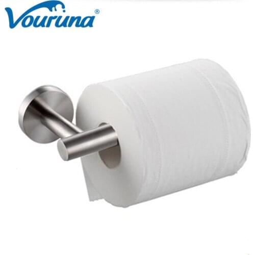 VOURUNA Sus 304 Stainless Steel Brushed Wall Mount Bathroom Toilet Paper Holder Supporter Toilet Roll Holder