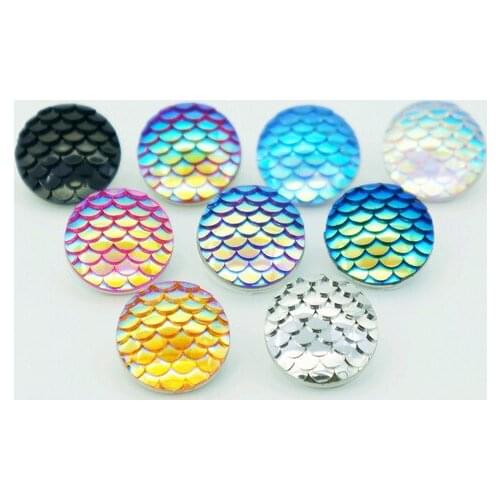 NS1008 Hot sale Fish Scales Cameo Gradient 18MM snaps buttons fit DIY charm snap bracelet necklace jewelry Bubble wholesale