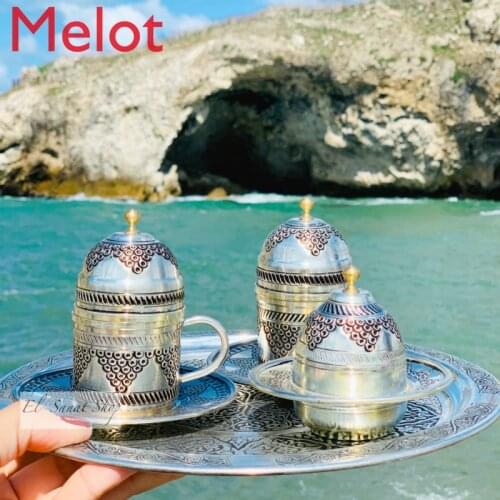 Clearance does not return the Turkish handmade grape seed carved copper cup 60ml hand tray set
