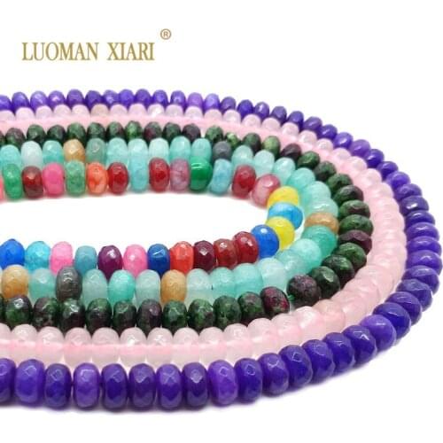 Wholesale Natural Stone Beads Faceted Wheel Shape Beads for Jewelry Making DIY Bracelet Necklace 5*8mm Strand 15