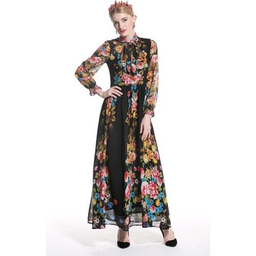 Urumbassa BOHO Women Dresses New summer long sleeve elegant Fashion stand collar beach dress S230