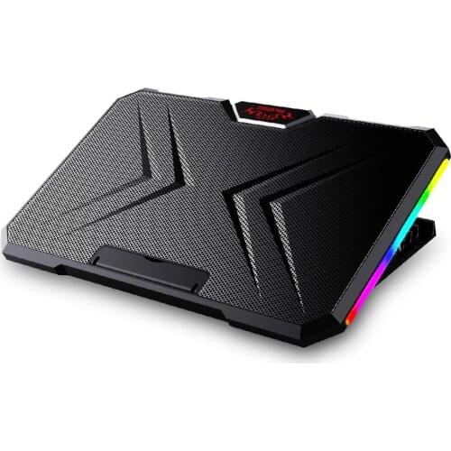 YT 2021 RGB Laptop Stand 2 Large Fan 17'' Laptop Gaming Cooler Non Slip Multi Angle Laptop Accessories Bracket for Cpu Cooling