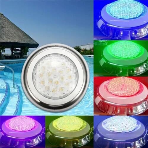 Stainless Steel Swimming Pool Light 18W 24W 35W Resin Filled Underwater Pond Lighting RGB Multicolor With Remote Warm Cool White