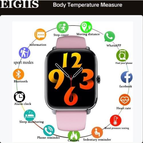 EIGIIS Smart Watch Men Body Temperature Measure 1.69" Color Screen Full Touch Women SmartWatch for Xiaomi Amazfit Ios Android