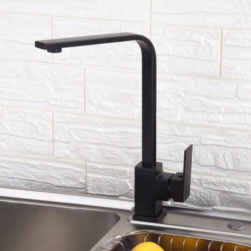 Kitchen Faucet Chrome 360 Rotation Solid Brass Swivel Square Spray Sink Mixer Two Modle Water Tap Black Crane Deck Mounted