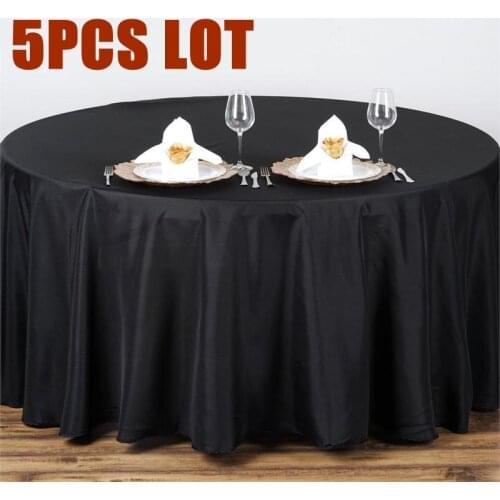 5pcs Lot Thick Round Tablecloth Wedding White Hotel Table Cloth Table Cover Overlay Mariage Tablecloth Polyester