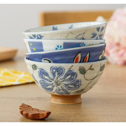 Traditional Ceramic Tableware Underglaze Japanese Rice Bowl Sakura Couple Bowl Kitchen Accessories Ceramic Bowl Noodle Bowl