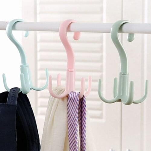 Rotating hook multifunctional wardrobe bag hook plastic storage rack