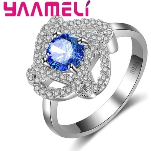 High Quality Wide Surface Ring 925 Sterling Silver Colorful Sparkling Luxury Romantic Style Sweet Flower Model Dancer