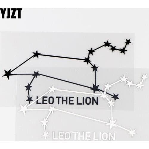 YJZT 14.8×7.4CM Zodiac Signs Constellatory Leo The Lion Interesting Star Car Sticker Vinyl Decal Black / Silver 10A-0444