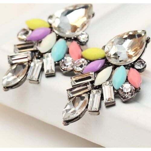 YaYi Jewelry Fashion Multi-Color Glass Crystal Rhinestone Dangle Women Ancient Gold Color Wear Ear Band Long Tassel Earrings