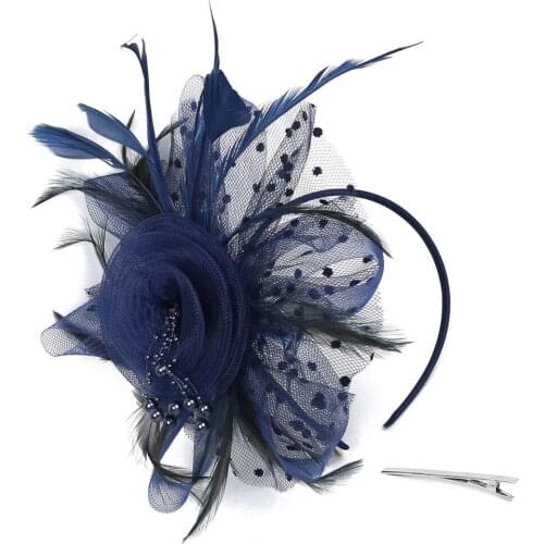 Women Hair Clip Feather Wedding Fascinator Great Gatsby Headband Pearl Charleston Floral Headwear Ободок Для Волос #5G