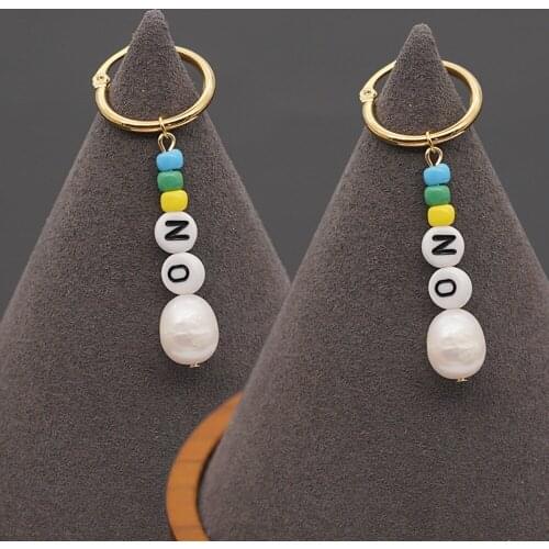 Go2boho Beautiful Freshwater Real Natural Pearl Earrings Letter Femme Handmade Long Earring Fashion Jewelry 2020 Manufacturers