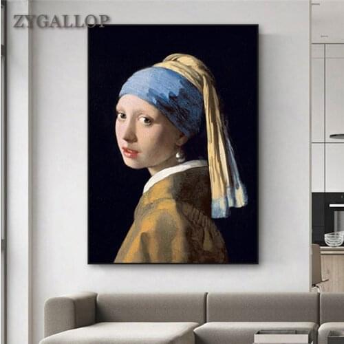 Famous Canvas Art Wall Painting The Girl With Pearl Earring Posters and Prints Portrait Paintings Reproduction Home Decoration