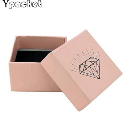 100Pcs/Lot Jewelry Pink Ring Earring Packaging Display Fashion Ring Solid Color Box Jewellery Organizer 5*5*3cm (CUSTOMIZED LOGO