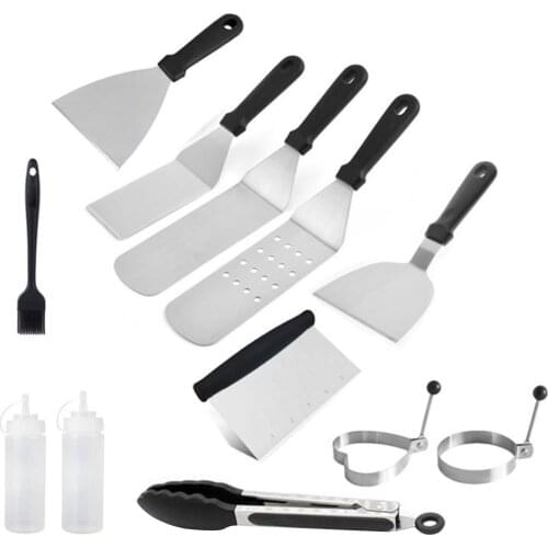 12 Pcs/Set Stainless Steel Spatula BBQ Tools Barbecue Set Kitchen Spatulas Barbecue DIY Grill Griddle Scraper BBQ Accessories