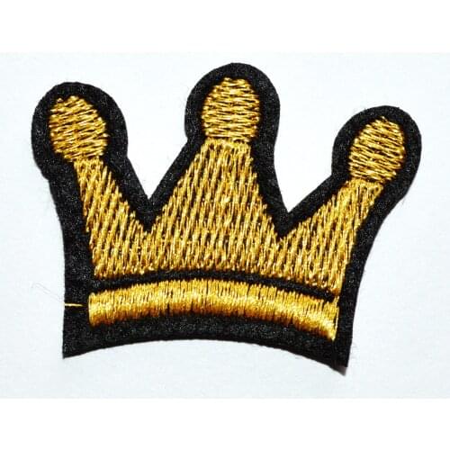 Gold Imperial Crown Royal King Queen Cute Gifts Jeans Jacket Shirt Iron on Patch (size is about 4.3 * 3 cm)