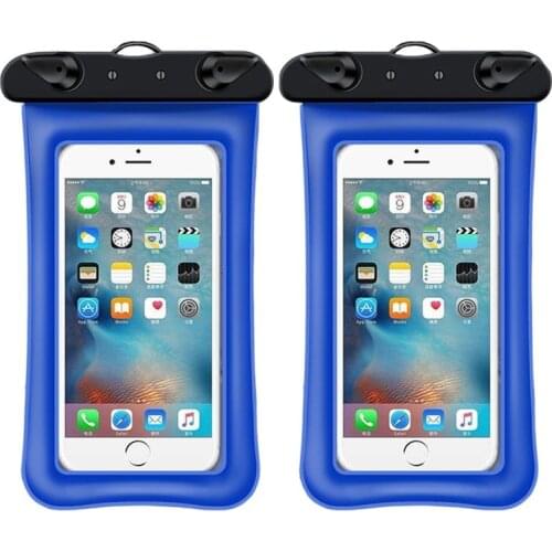 2pcs Mobile Phone Waterproof Bag Drift Diving Thick Barrier-Free Transparent Waterproof Mobile Phone Case Protect for Bath Swim