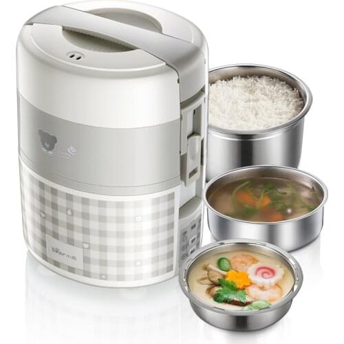 220V Electric Heating Lunch Box 3 Layers With Stainless Steel Inner Multi Rice Cooker 2L Heating Pot Portable Cooker EU/AU/UK